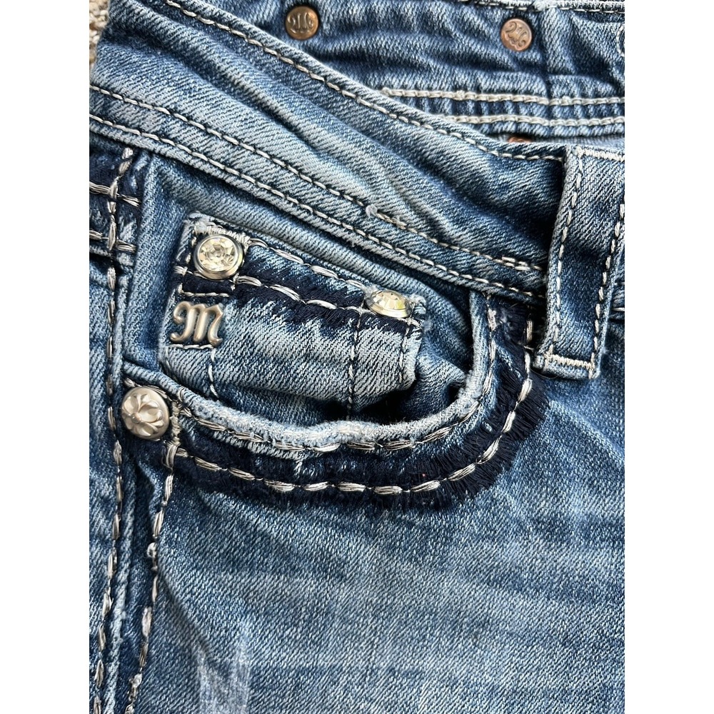 Miss Me Blue Boot Cut Jeans with Silver Accents - Picture 3 of 16